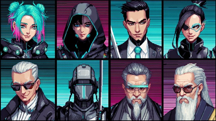 200+的AI辅助生成像素赛博朋克人物头像素材