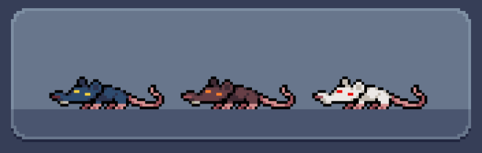 3种不同颜色的免费横版像素动物老鼠动画素材