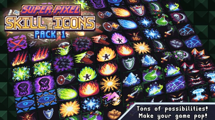 90个超级32*32像素游戏技能图标和HUD素材