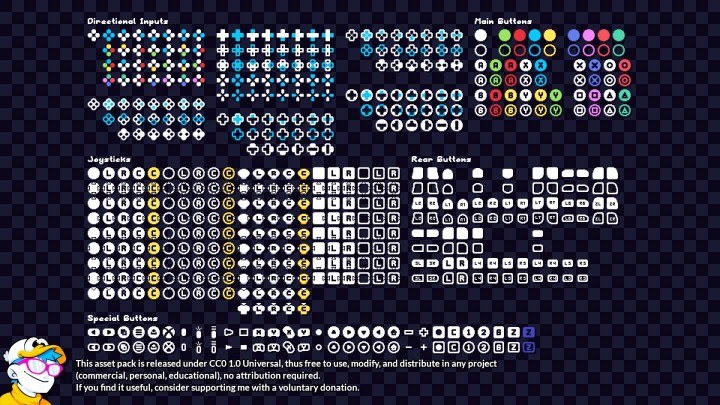 精美的16*16极简像素游戏手柄输入UI素材