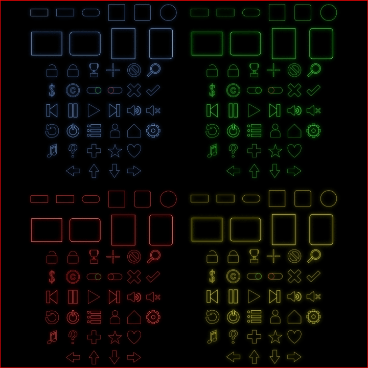 40多个免费的矢量发光UI图标素材