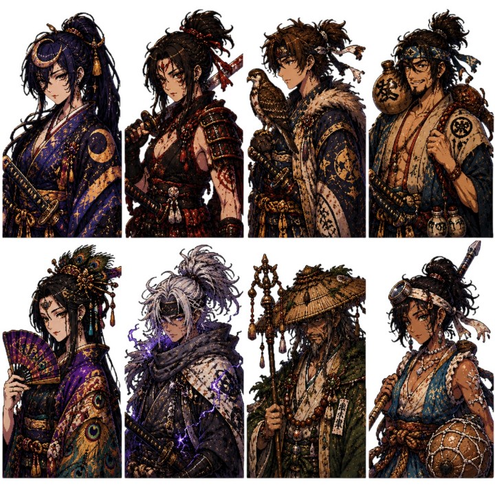100+幅AI辅助独一无二的终极武士肖像素材