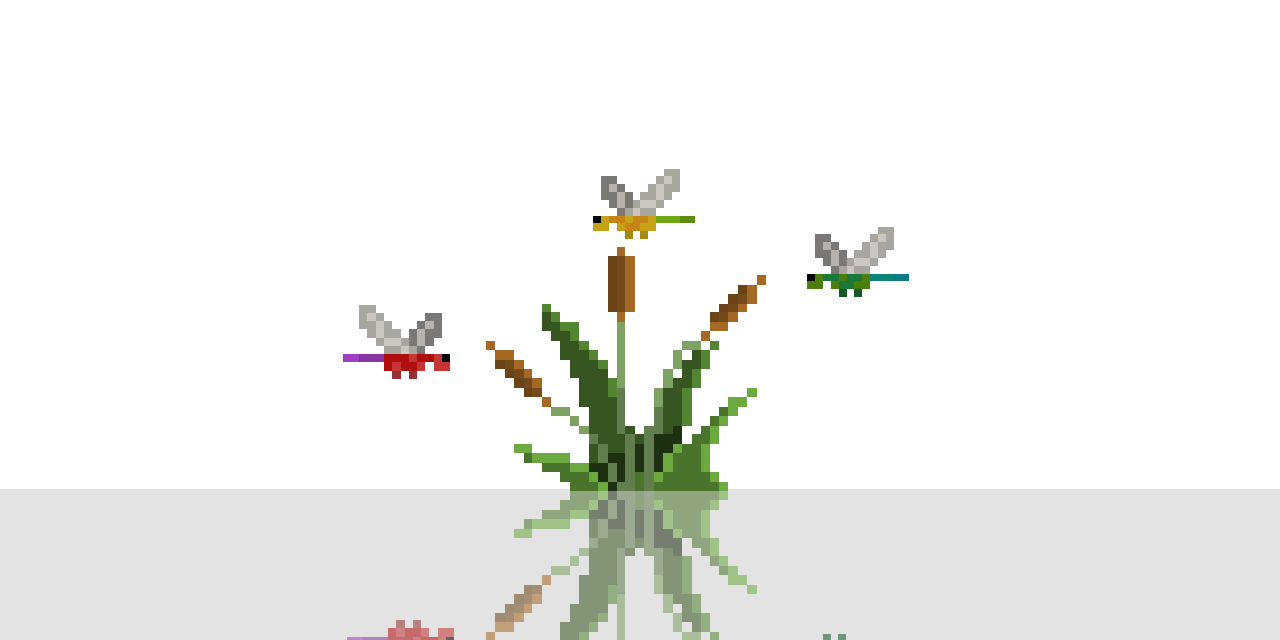 栩栩如生的32*32像素动画昆虫（蜻蜓、蠕虫、瓢虫、萤火虫）素材