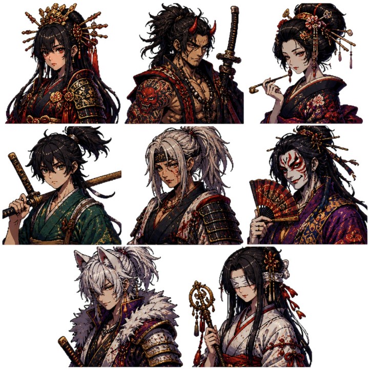 100+幅AI辅助独一无二的终极武士肖像素材