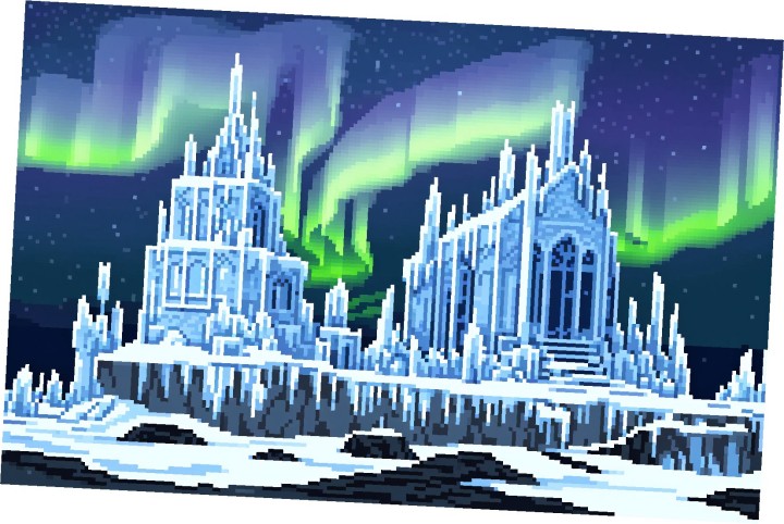 7个精美的静态像素冰雪城堡背景图片素材