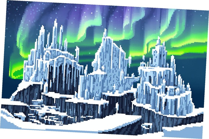 7个精美的静态像素冰雪城堡背景图片素材