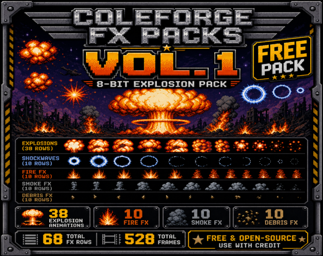 免费的AI辅助8bit像素爆炸动画特效素材