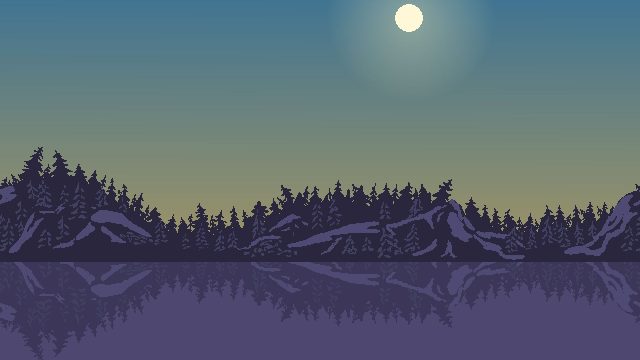 无缝视差效果的像素山间湖泊背景图片素材