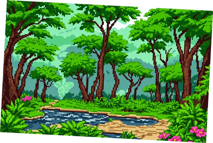 4个精美的静态像素神秘山谷背景图片素材
