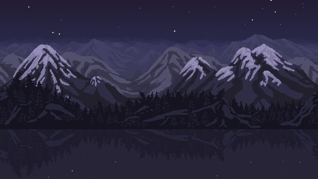 无缝视差效果的像素山间湖泊背景图片素材