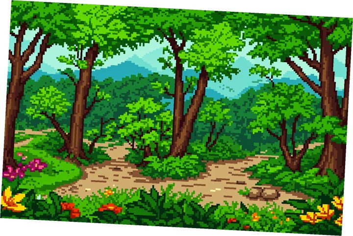 4个精美的静态像素神秘山谷背景图片素材