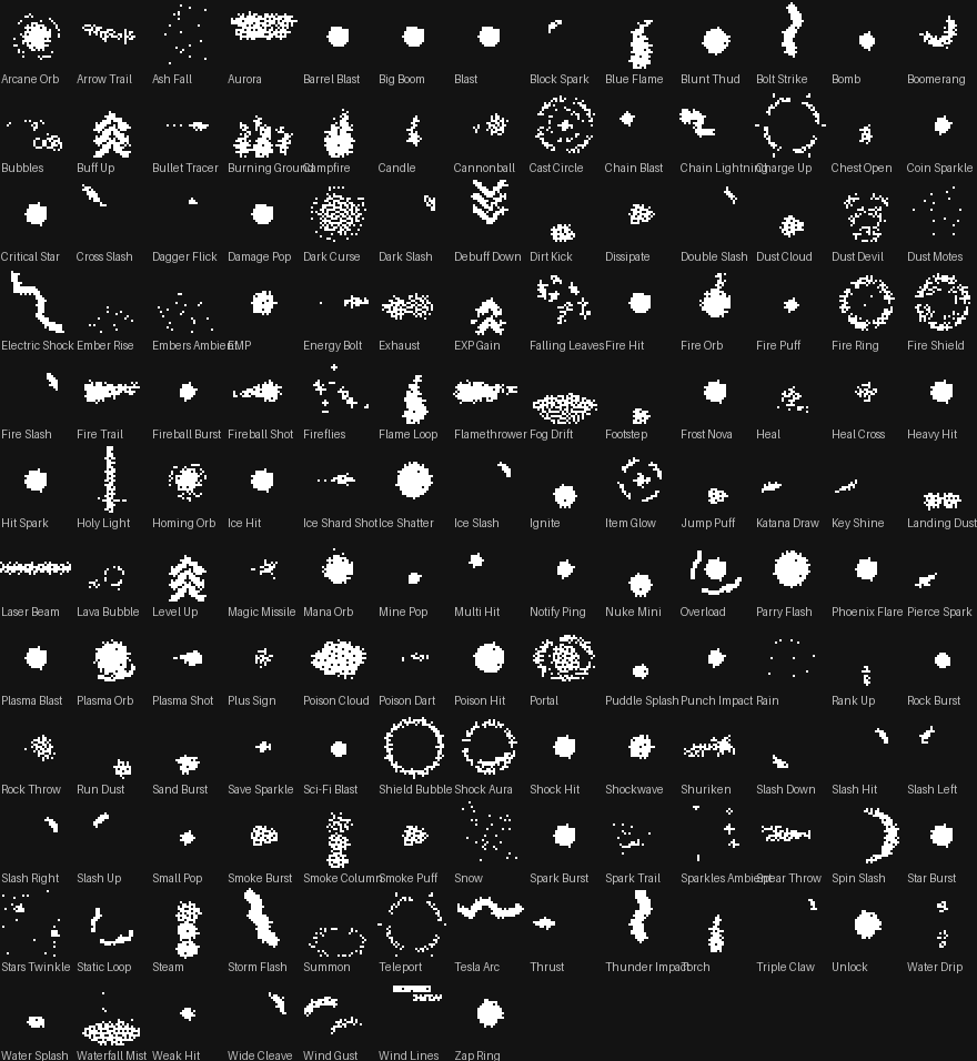 150个32*32的1bit黑白像素动画特效素材