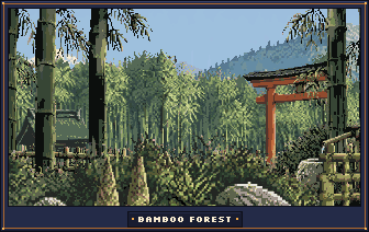 两款免费的AI辅助日式像素视差山中寺庙与竹林背景素材