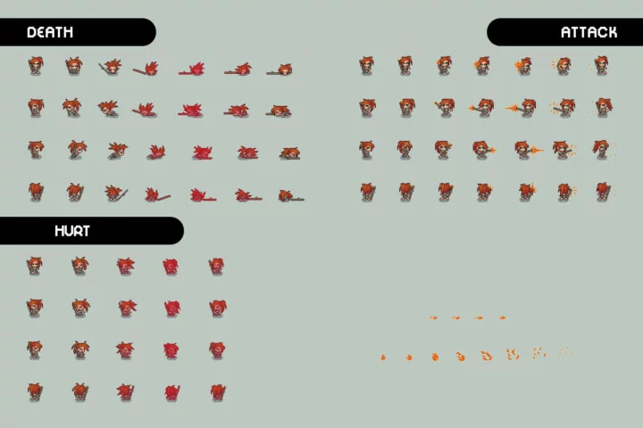 可升级的像素法师角色1-3级动画素材