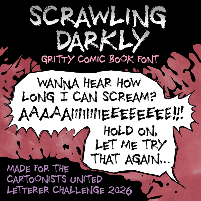 免费粗犷潦草的漫画Scrawling Darkly字体素材