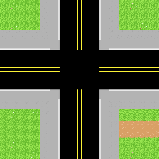 免费的俯视角32*32像素道路和人行道图块集素材